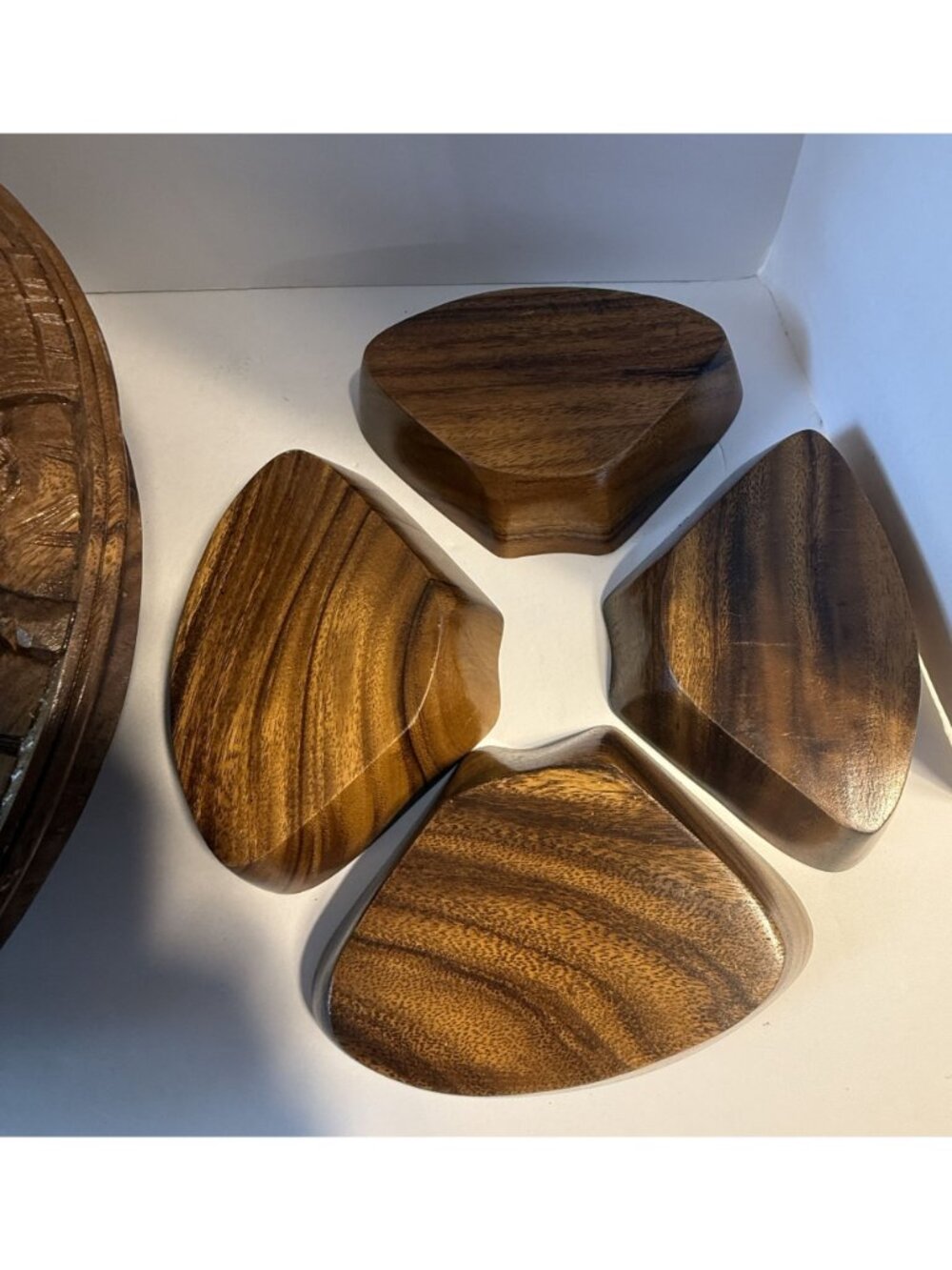 Vintage Rosas Philippine Monkey Pod Wood 3 Tier Lazy Susan Serving Set Pineapple - Picture 8 of 16